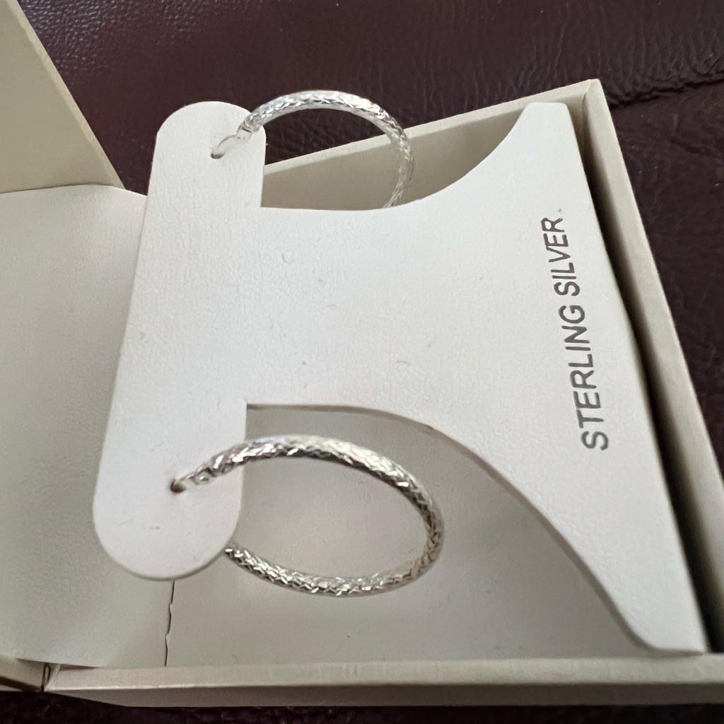 New In Box Cynthia Rowley New York Sterling Silver Hoop Earrings! Great Gift!